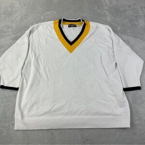 Karl Lagerfeld White V Neck knit Shirt Men’s Size Large Relaxation Oversized